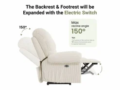 DripeX Relájate sillón de terciopelo eléctrico de sillón, silla de ocio ajustable con USB, respaldo ajustable, antiestático con reposapiés - 96x97x104cm