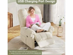 DripeX Relájate sillón de terciopelo eléctrico de sillón, silla de ocio ajustable con USB, respaldo ajustable, antiestático con reposapiés - 96x97x104cm