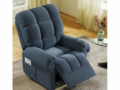 Outlet Relájate sillón de terciopelo eléctrico de teddy, silla de ocio ajustable con USB, anti -estatal con reposapiés - 96x97x104cm Sillón Escandinavo