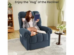 Outlet Relájate sillón de terciopelo eléctrico de teddy, silla de ocio ajustable con USB, anti -estatal con reposapiés - 96x97x104cm Sillón Escandinavo