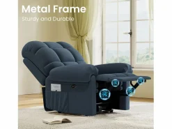 Outlet Relájate sillón de terciopelo eléctrico de teddy, silla de ocio ajustable con USB, anti -estatal con reposapiés - 96x97x104cm Sillón Escandinavo