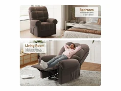 DripeX Relájate sillón de terciopelo eléctrico de teddy, silla de ocio ajustable con USB, anti -estatal con reposapiés - 96x97x104cm marrón
