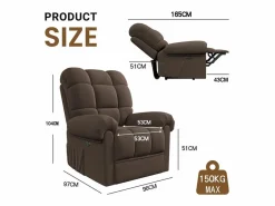 DripeX Relájate sillón de terciopelo eléctrico de teddy, silla de ocio ajustable con USB, anti -estatal con reposapiés - 96x97x104cm marrón