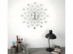 Hot Reloj de pared con movimiento de cuarzo 50 cm diseño moderno ES907061 Plateado