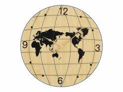 Reloj de pared de madera de ingeniería y negro Ø50 cm ES702449