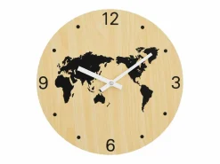 Reloj de pared de madera de ingeniería y negro Ø30 cm ES521293