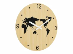Reloj de pared de madera de ingeniería y negro Ø30 cm ES521293