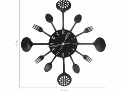 Online Reloj de pared diseño cuchara y tenedor 40 cm aluminio ES528387 Reloj De Pared