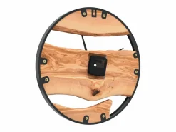 Sale Reloj de pared hierro y madera de olivo marrón Ø35 cm ES871804 Reloj De Pared