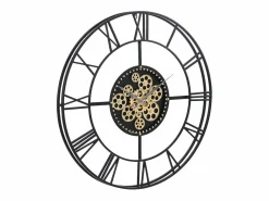 INSIDEART Reloj de pared industrial - D. 80 cm - metal - Negro y dorado - KARIAL