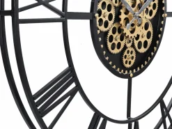 INSIDEART Reloj de pared industrial - D. 80 cm - metal - Negro y dorado - KARIAL