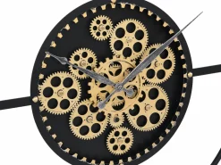 INSIDEART Reloj de pared industrial - D. 80 cm - metal - Negro y dorado - KARIAL