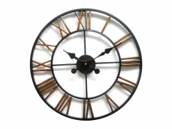 INSIDEART Reloj de pared industrial de hierro y dorado diám 50 cm IRON