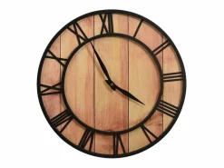 Reloj de pared MDF y hierro marrón y negro 39 cm ES943398