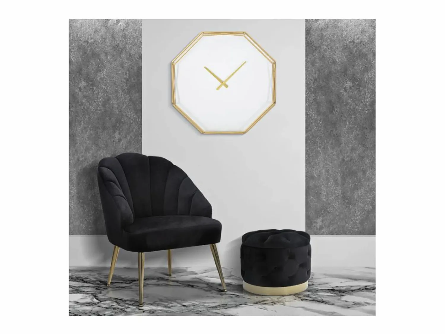 Reloj de pared octagonal de metal dorado Octagonal