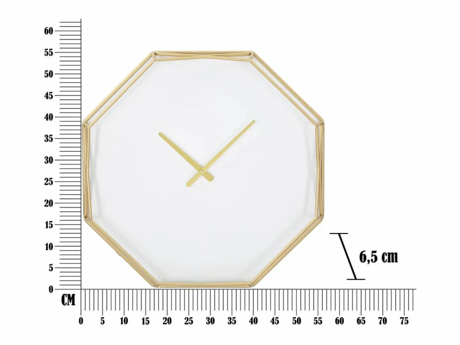 Reloj de pared octagonal de metal dorado Octagonal