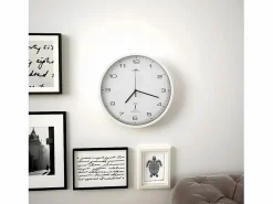 Discount Reloj de pared radiocontrol movimiento de cuarzo 31 cm ES460054 Blanco