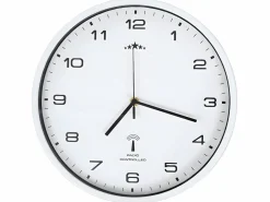 Discount Reloj de pared radiocontrol movimiento de cuarzo 31 cm ES460054 Blanco