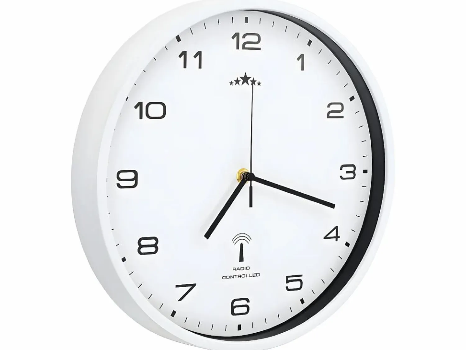 Discount Reloj de pared radiocontrol movimiento de cuarzo 31 cm ES460054 Blanco