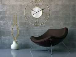 Discount Reloj de pared redondo de metal 80 cm con espejo Stick Reloj De Pared