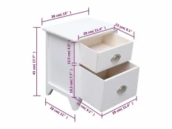 Garden Furniture Relor Mesitas de noche con 2 cajones 2 unidades blancas