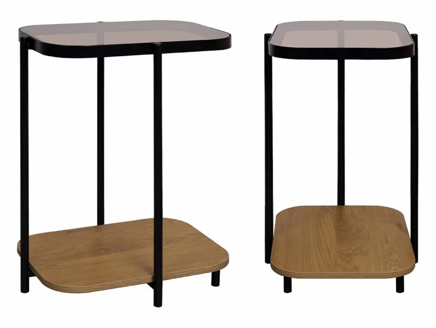 Sweeek Remates de sofá vintage de metal, tapa de cristal, decoración madera,