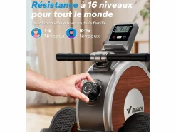 MERACH Remo Magnético para Casa , 16 Niveles, LCD, Bluetooth, Doble Riel, Ultra Silencioso, 160kg, Asiento Ergonómico, Plegable, Compatible con APP