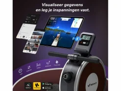 MERACH Remo Magnético para Casa , 16 Niveles, LCD, Bluetooth, Doble Riel, Ultra Silencioso, 160kg, Asiento Ergonómico, Plegable, Compatible con APP