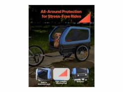Remolque bicicleta SucceBuy para Perro, Carga 40 kg, Porta Animales de Compañía de Bicicletas, Marco Plegable Fácil con Rueda a Liberación Rápida, Reflector