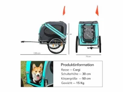 Remolque para perros, práctico y seguro, tejido Oxford impermeable, ventilado, color (130x73x90cm)