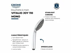 Clearance GROHE Rociador de ducha Quickfix Vitalio Joy 110 Gris claro