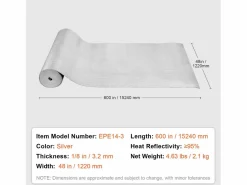 Hot Rollo Aislante Reflectante Doble SucceBuy con Núcleo de Espuma y Barrera Radiante 122 CM x 1524CM Panel De Pared