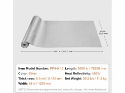 New Rollo de Aislamiento Reflectante Doble SucceBuy de Tela Tejida Barrera Radiante 102 CM x 7620 CM Plateado