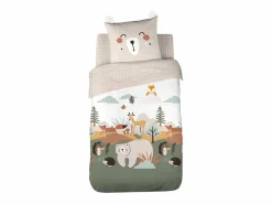 Sale Sweeek Ropa de cama de microfibra reversible impreso bosque de otoño, 1 plaza Beige