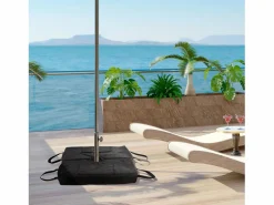 New Saco de arena para sombrilla, 2 bolsas rellenables de 50 kg, tela Oxford, negro (50 x 50 x 18 cm)