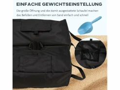 New Saco de arena para sombrilla, 2 bolsas rellenables de 50 kg, tela Oxford, negro (50 x 50 x 18 cm)