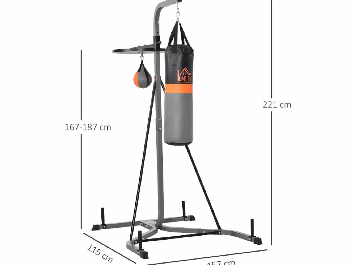 Online Saco de boxeo colgante con soporte negro y gris 115x157x221 cm Aparato De Musculación