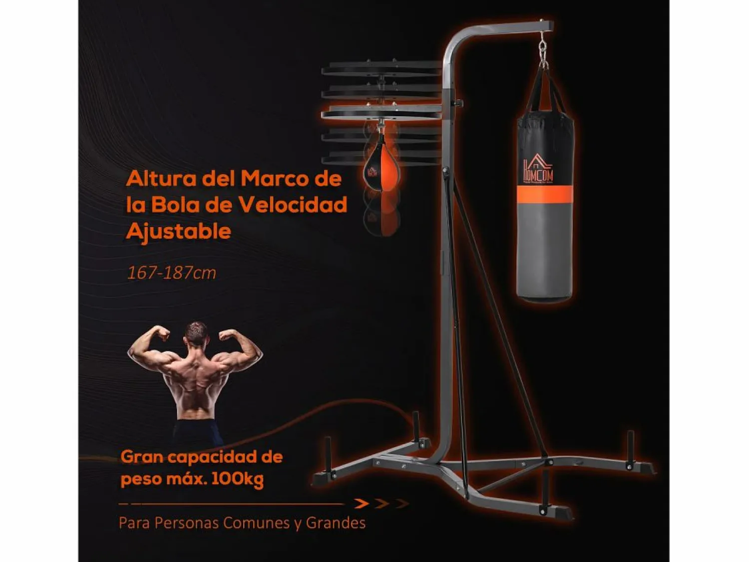 Online Saco de boxeo colgante con soporte negro y gris 115x157x221 cm Aparato De Musculación