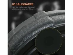 Clearance Saco de boxeo con soporte, altura regulable de 147 a 165 cm, cuero, negro (48x48x147-165 cm) Aparato De Musculación