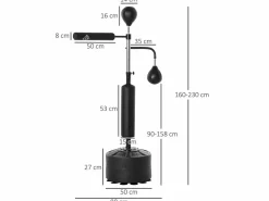 Clearance Homcom Saco de boxeo de pie 88x50x230 cm Negro