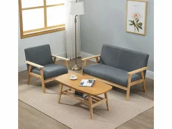 Sala de estar moderna de 2 a 2 -Seuter, en tela de lino, marco de madera, , 107x60x76cm Todos Los Sofás|Sofá Escandinavo