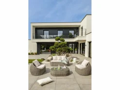 Discount Dcb Garden Salón de jardín 5 plazas de resina trenzada redonda Gris