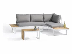 Clearance Salón de jardín 4 plazas de madera de acacia y aluminio Salones De Jardín
