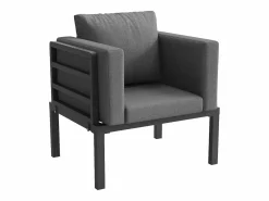 ModernLuxe Salón de jardín, conjunto de muebles para 8 plazas, en hierro galvanizado, 1 sillón y 2 taburetes, sofá de esquina, mesa de comedor, Gris