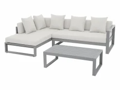 MYLIA Salón de jardín de aluminio con Sofá rinconera y mesa de centro - Taupe - MOLOKAI de
