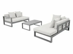 MYLIA Salón de jardín de aluminio con Sofá rinconera y mesa de centro - Taupe - MOLOKAI de