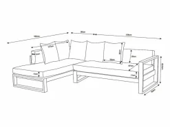 MYLIA Salón de jardín de aluminio con Sofá rinconera y mesa de centro - Taupe - MOLOKAI de