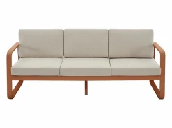 MYLIA Salón de jardín de aluminio: 1 sofá de 3 plazas y 1 mesa de centro - con cojines beige - LOMIA de