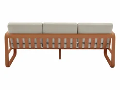 MYLIA Salón de jardín de aluminio: 1 sofá de 3 plazas y 1 mesa de centro - con cojines beige - LOMIA de