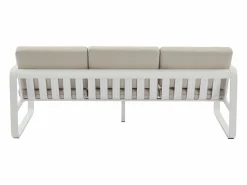 MYLIA Salón de jardín de aluminio: 1 sofá de 3 plazas y 1 mesa de centro - con cojines beige - LOMIA de